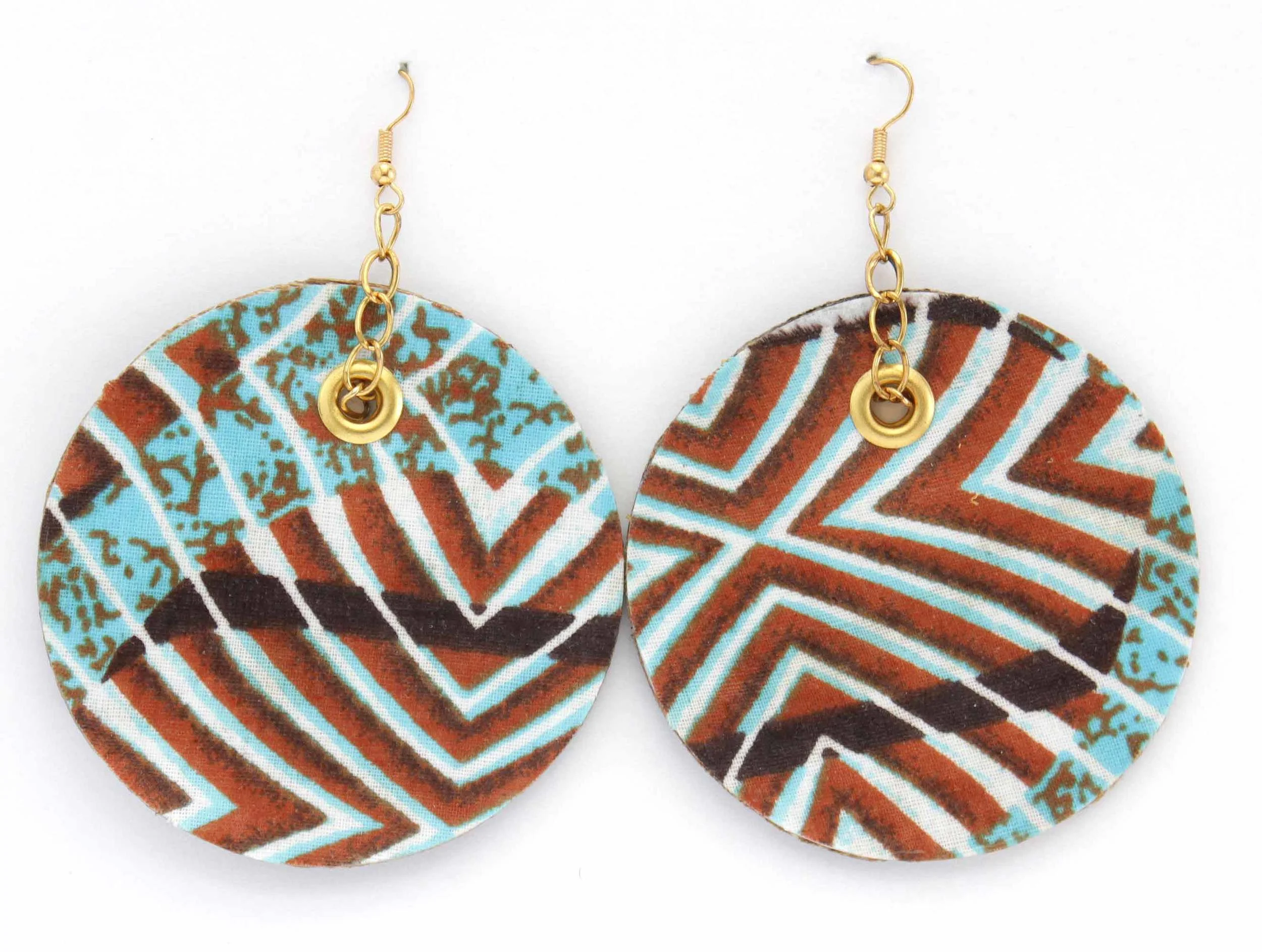 Banana Leaf and African Wax Print Earbobs