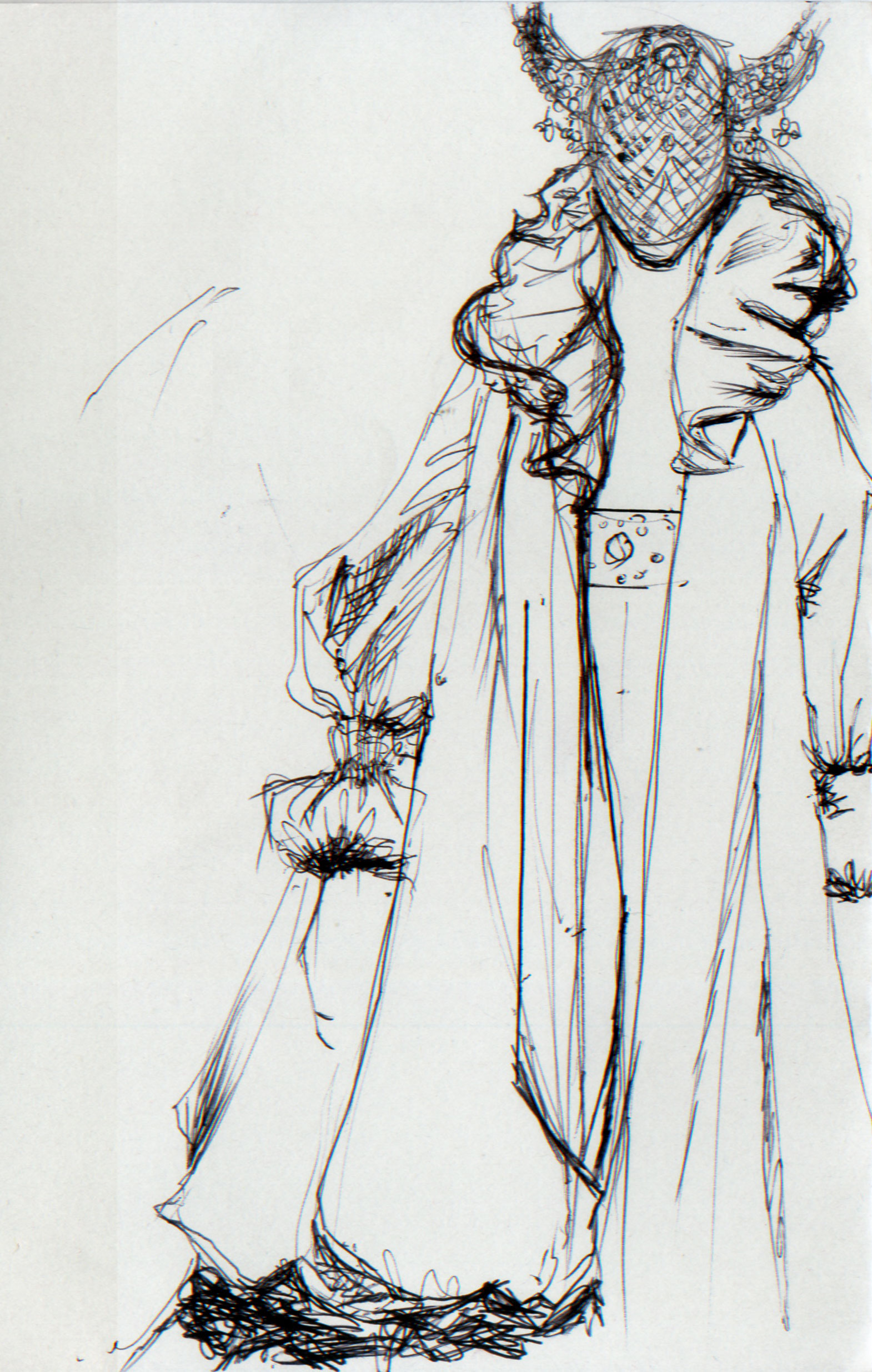 Sketch by Lilly of AfroRetro from Alexander McQueens Savage Beauty at The V&A, London