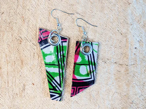 GeoBob 'Melon' African Wax Print backed with Banana Leaf