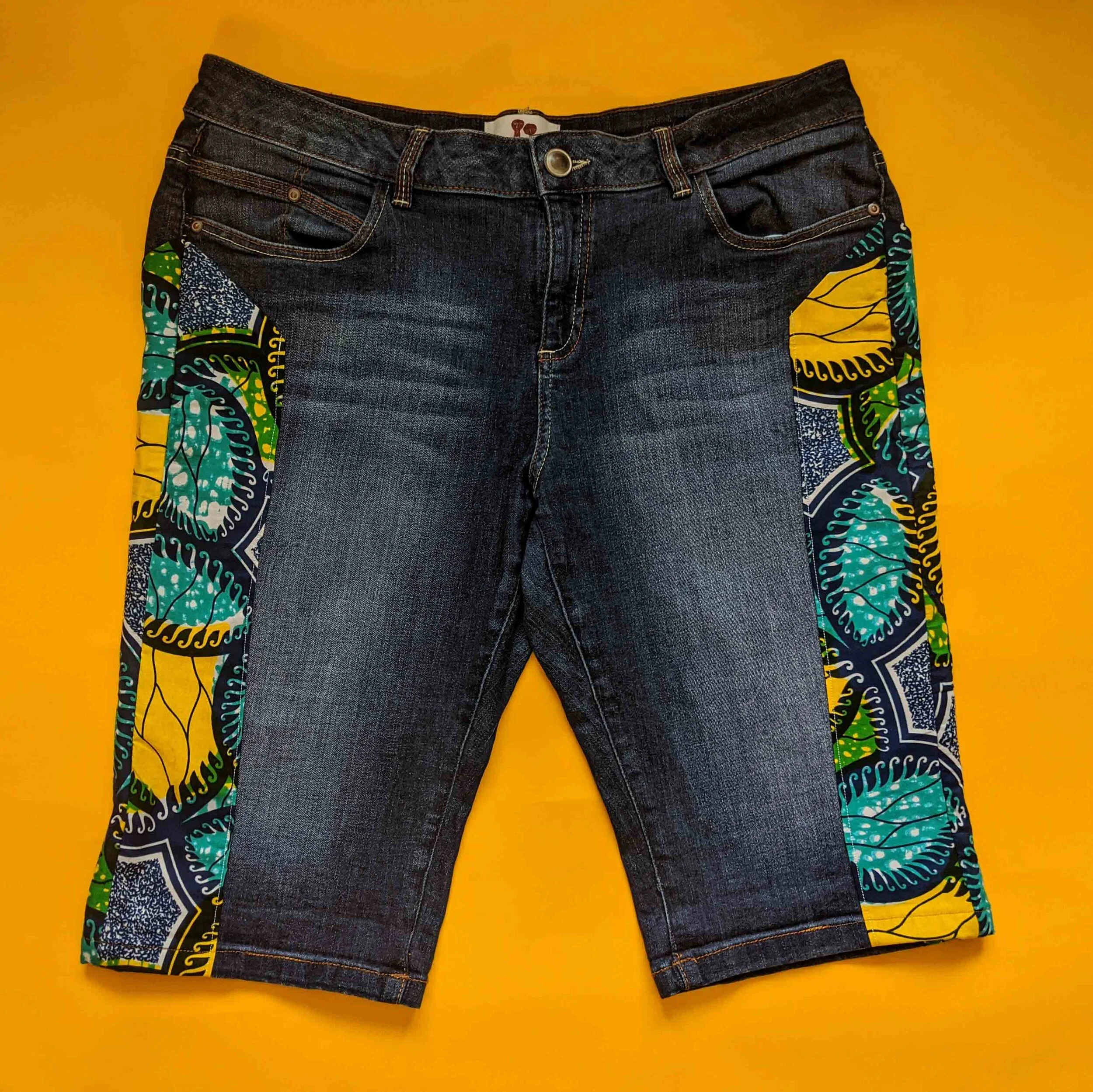 UpCycled Denim Long Shorts "Leaf"