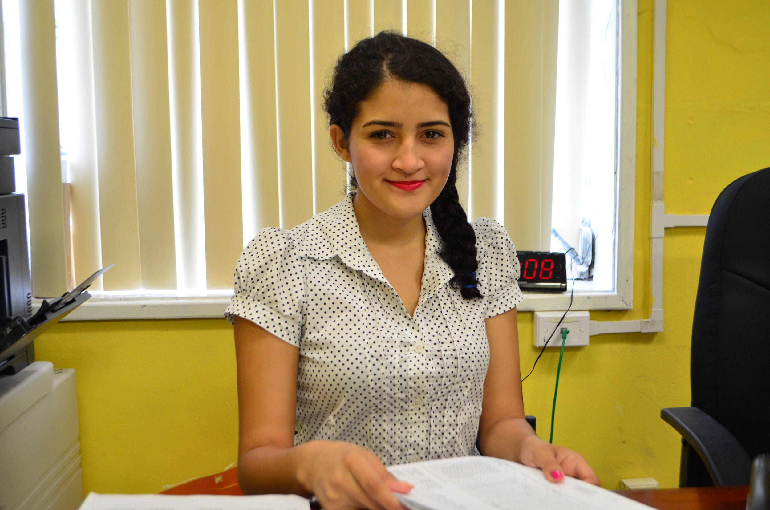 Itzel Granados doing Administrative Tasks at the Agriculture Department