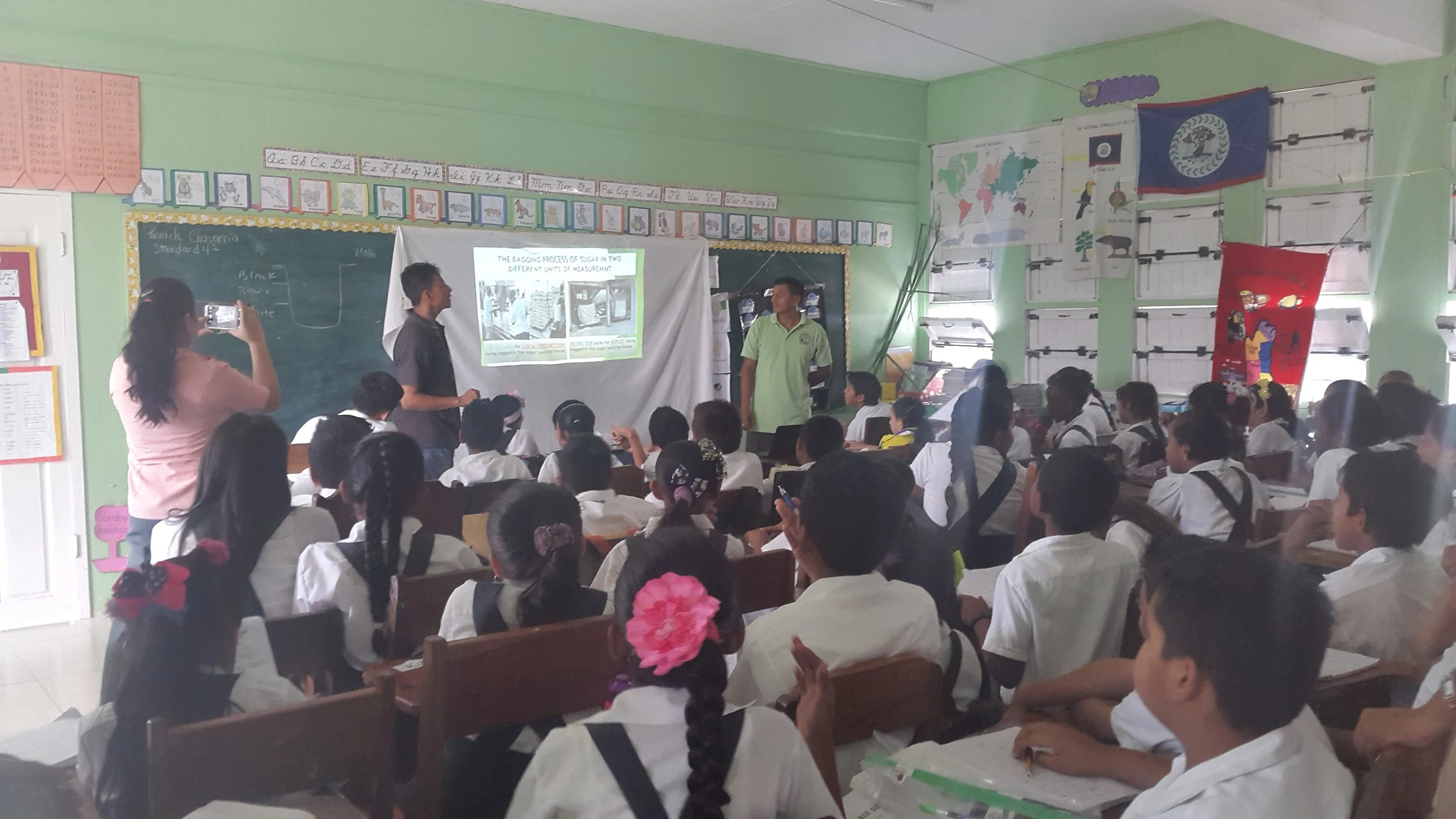 Field Officers, Angel Nicholson & Daniel Villanueva presenting at Mary Hill RC Primary School in the Corozal District
