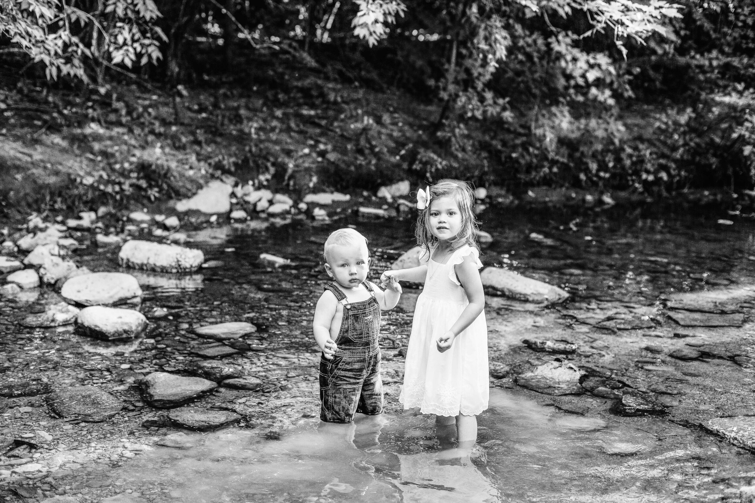 Family photos in a creek located in Central Ohio