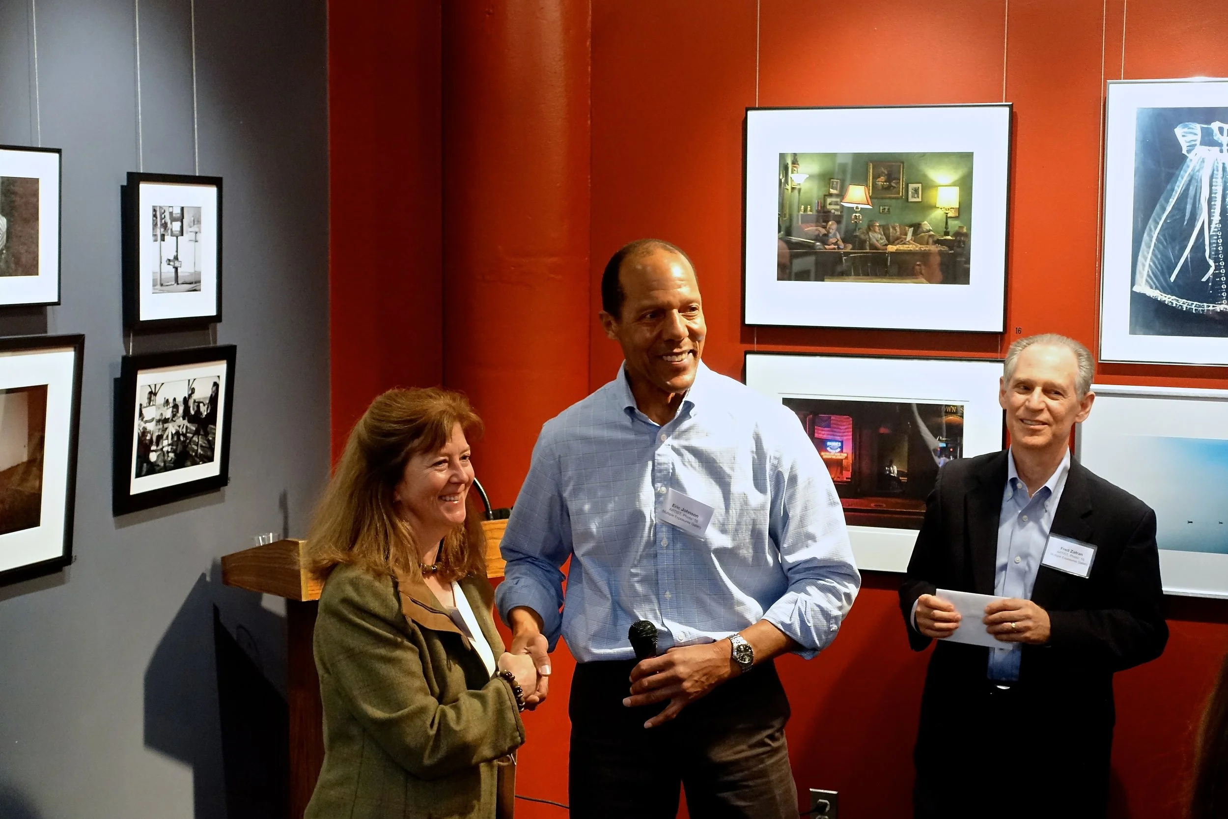 Sarah Salomon with MEG members Eric Johnson and Fred Zafran