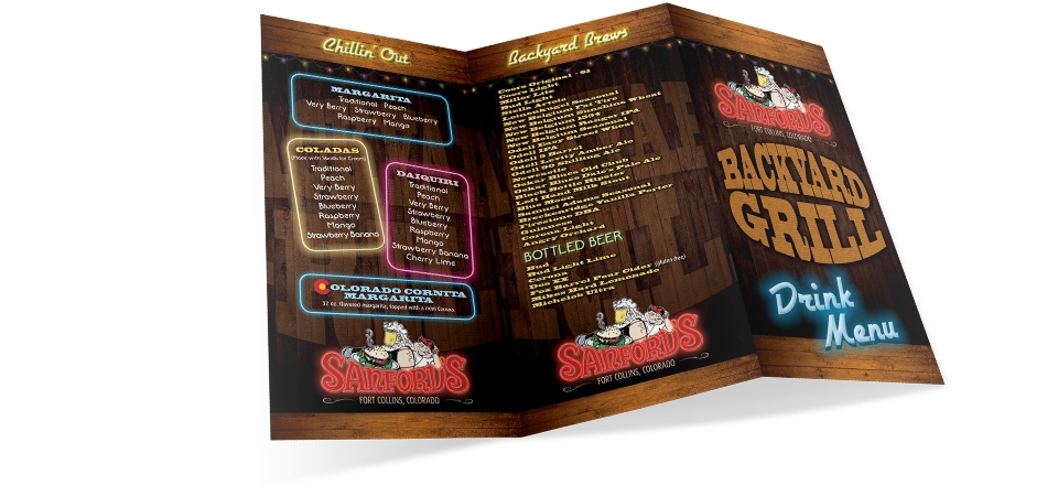  Tri-fold, Laminated Menu 