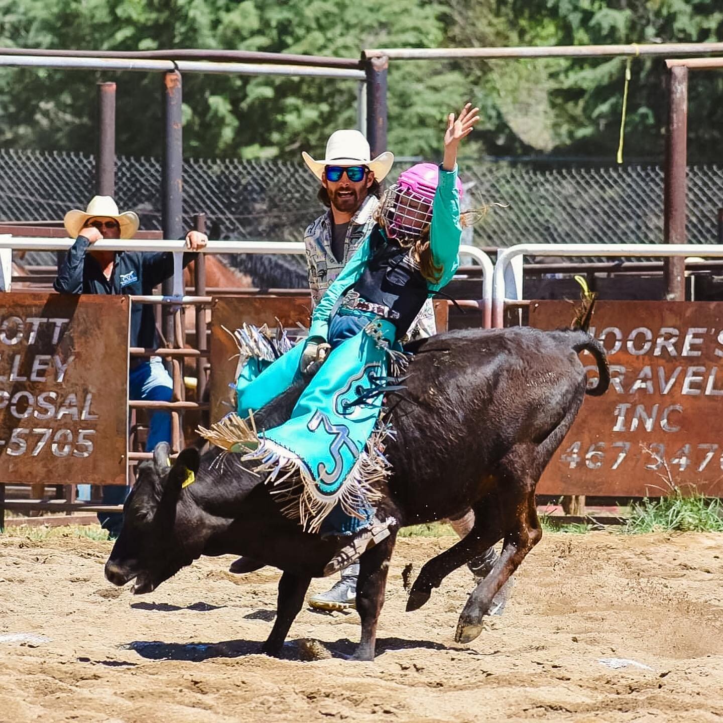 We had one heck of a great time at the rodeo last weekend! The highlight might have been seeing those chaps flying when JJ and Tess entered in the calf riding competition. They rocked it!

They tied for 3rd place out of 15 kids and were the only girl