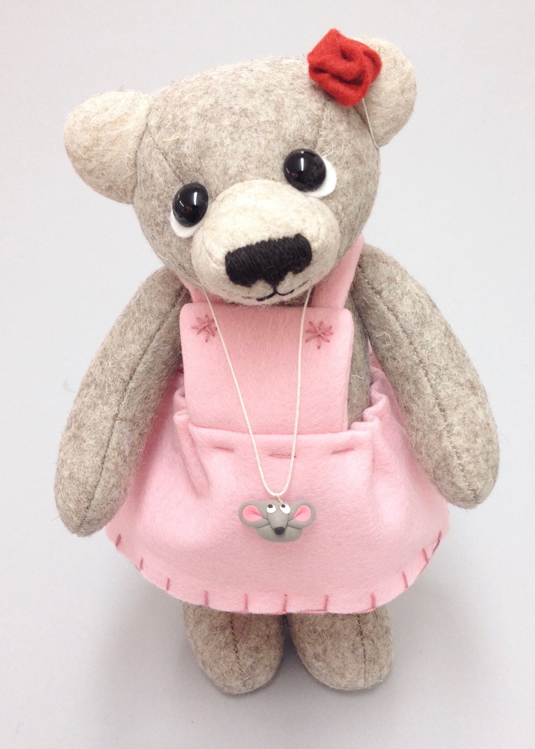 One-of-a-kind felt artist teddy bear by Laura Mirjami