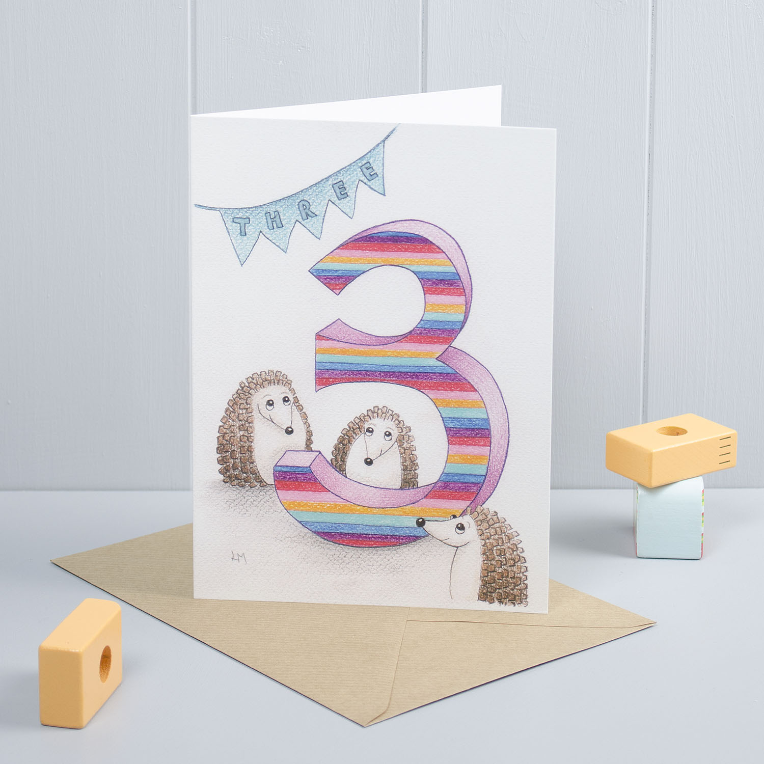3rd Birthday Hedgehog Greeting Card by Yellow Rose Design