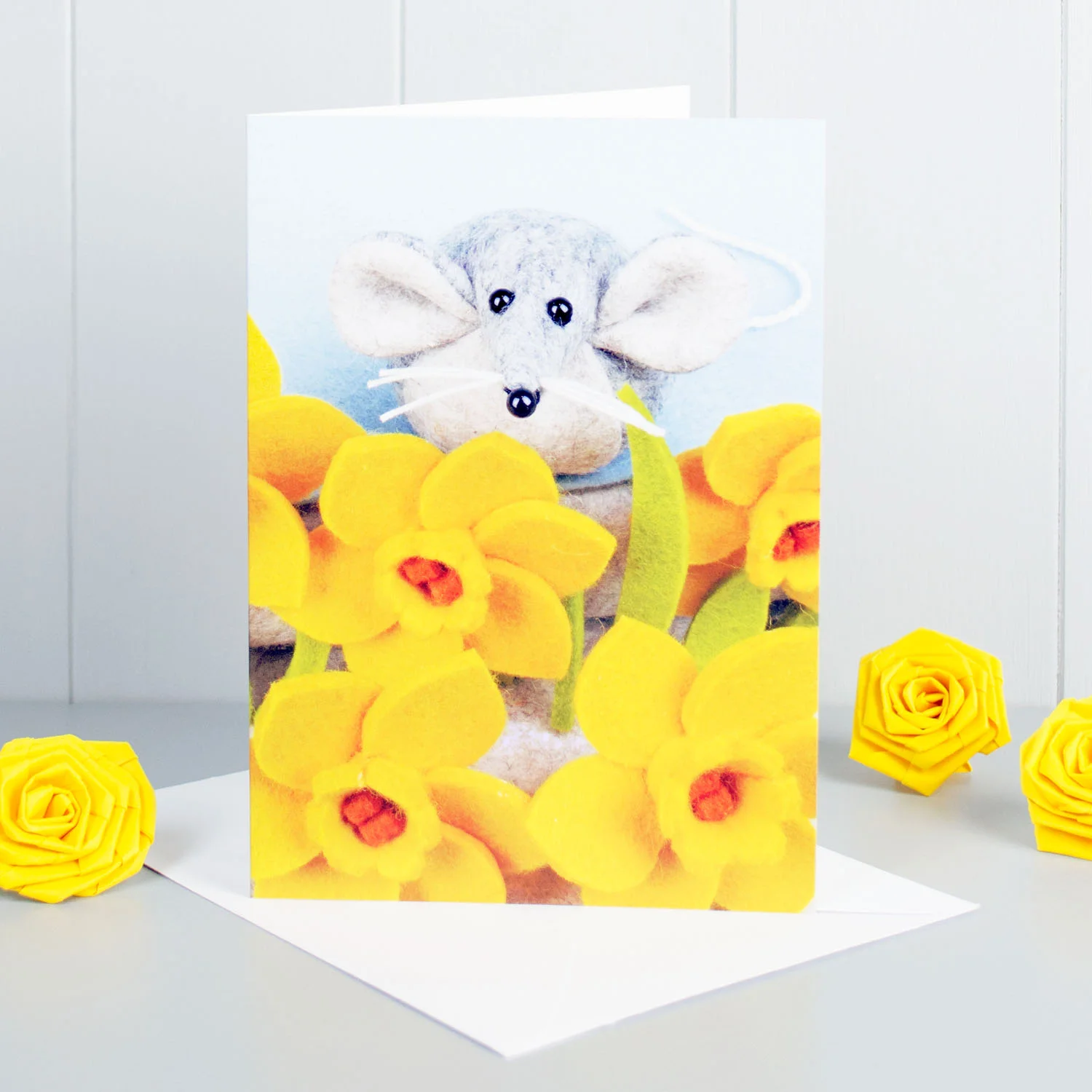 Mouse Flower Spring Greeting Card by Yellow Rose Design