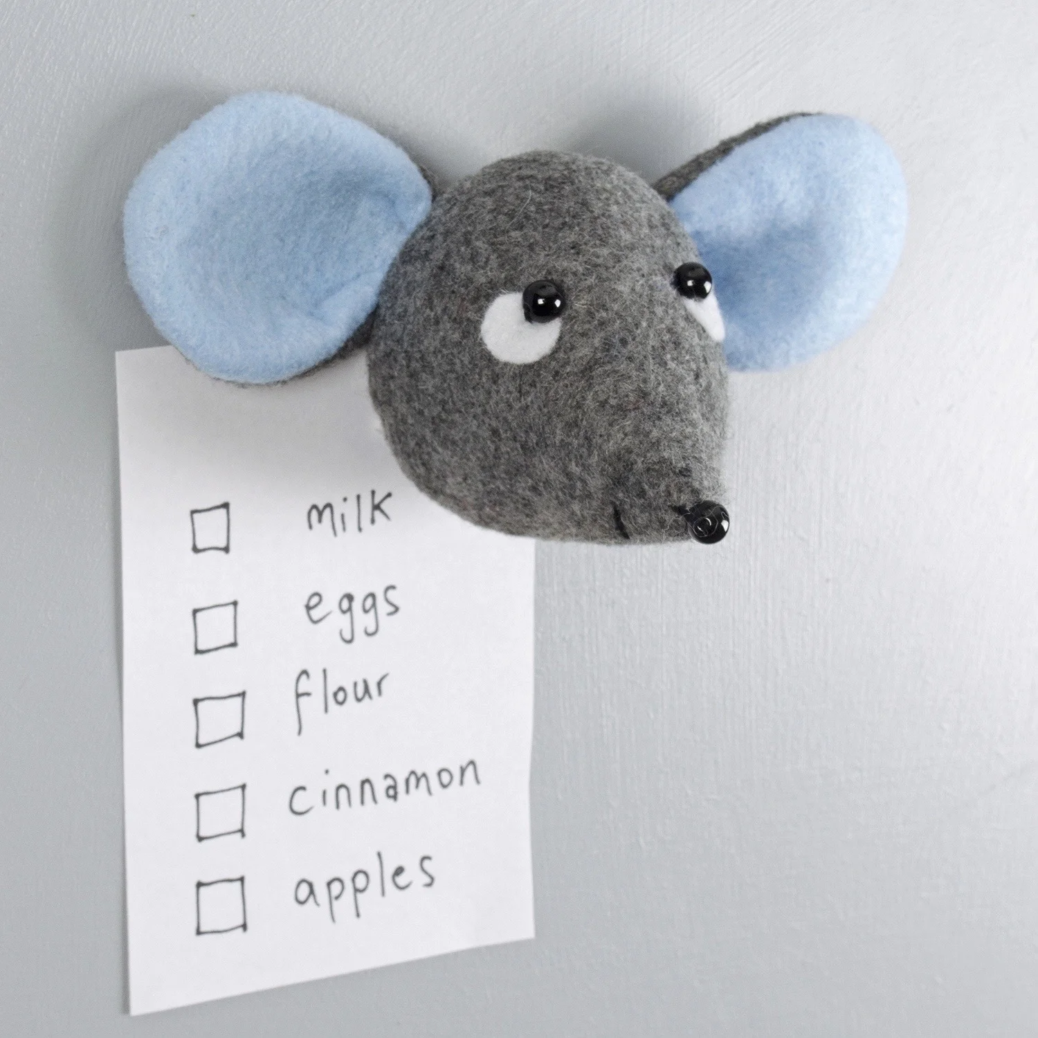 Handmade Mouse Faux Taxidermy Wall Head Fridge Magnet by Bilberry Woods