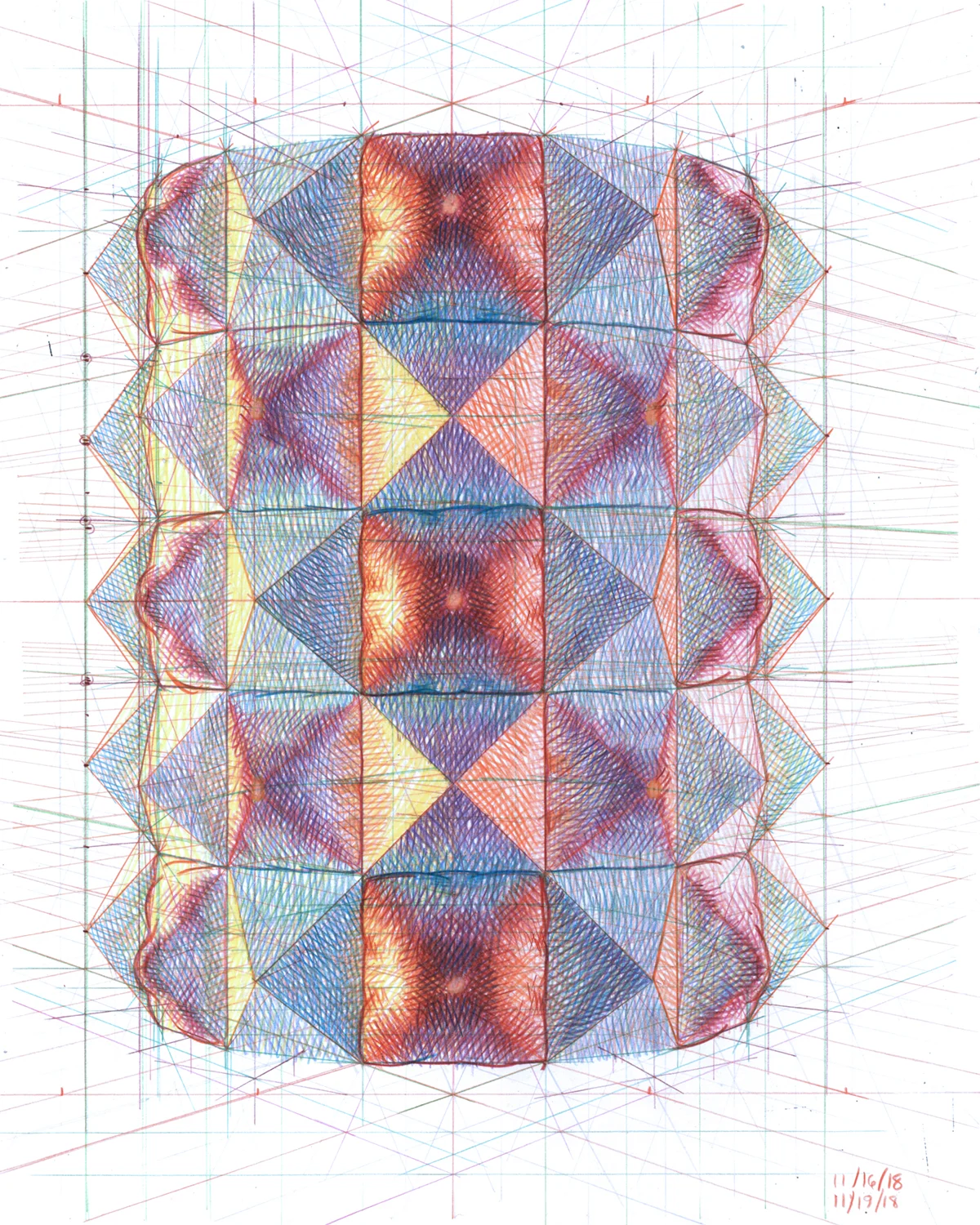 Skwil, 2018, colored pencil on paper, 12 x 16 inches
