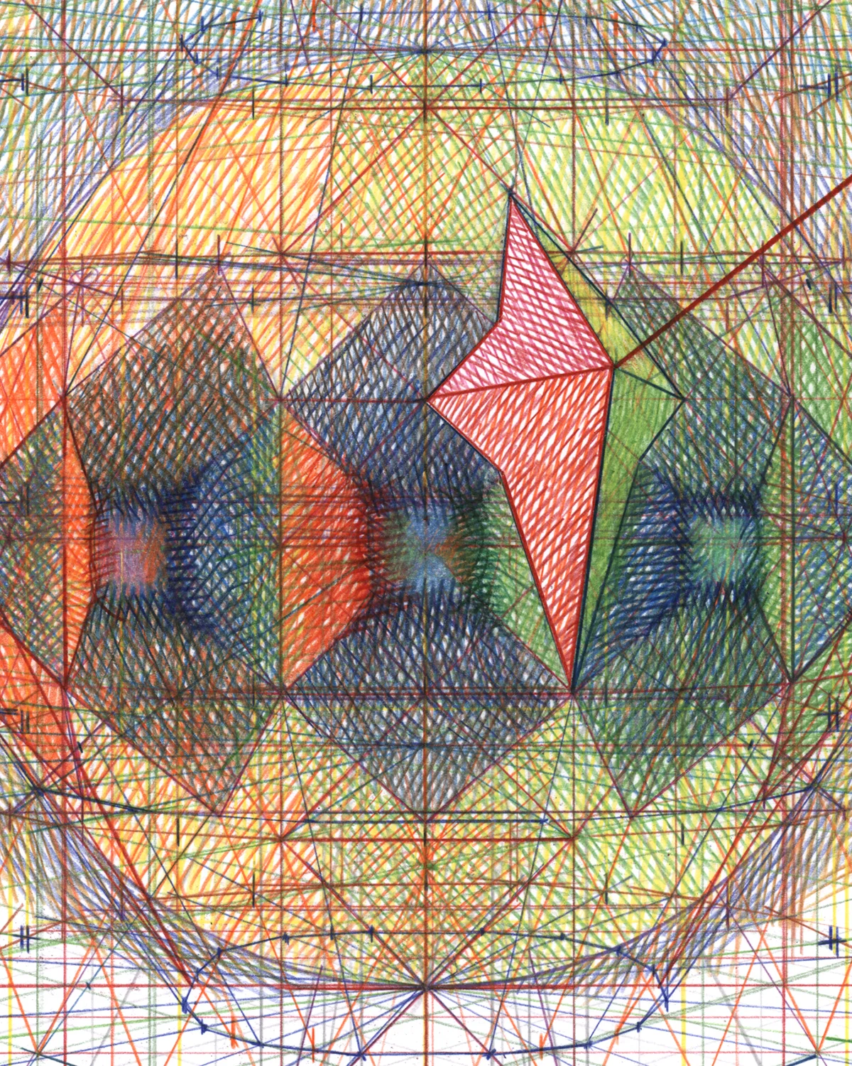 Graft (detail), 2018, colored pencil on paper, 12 x 16 inches