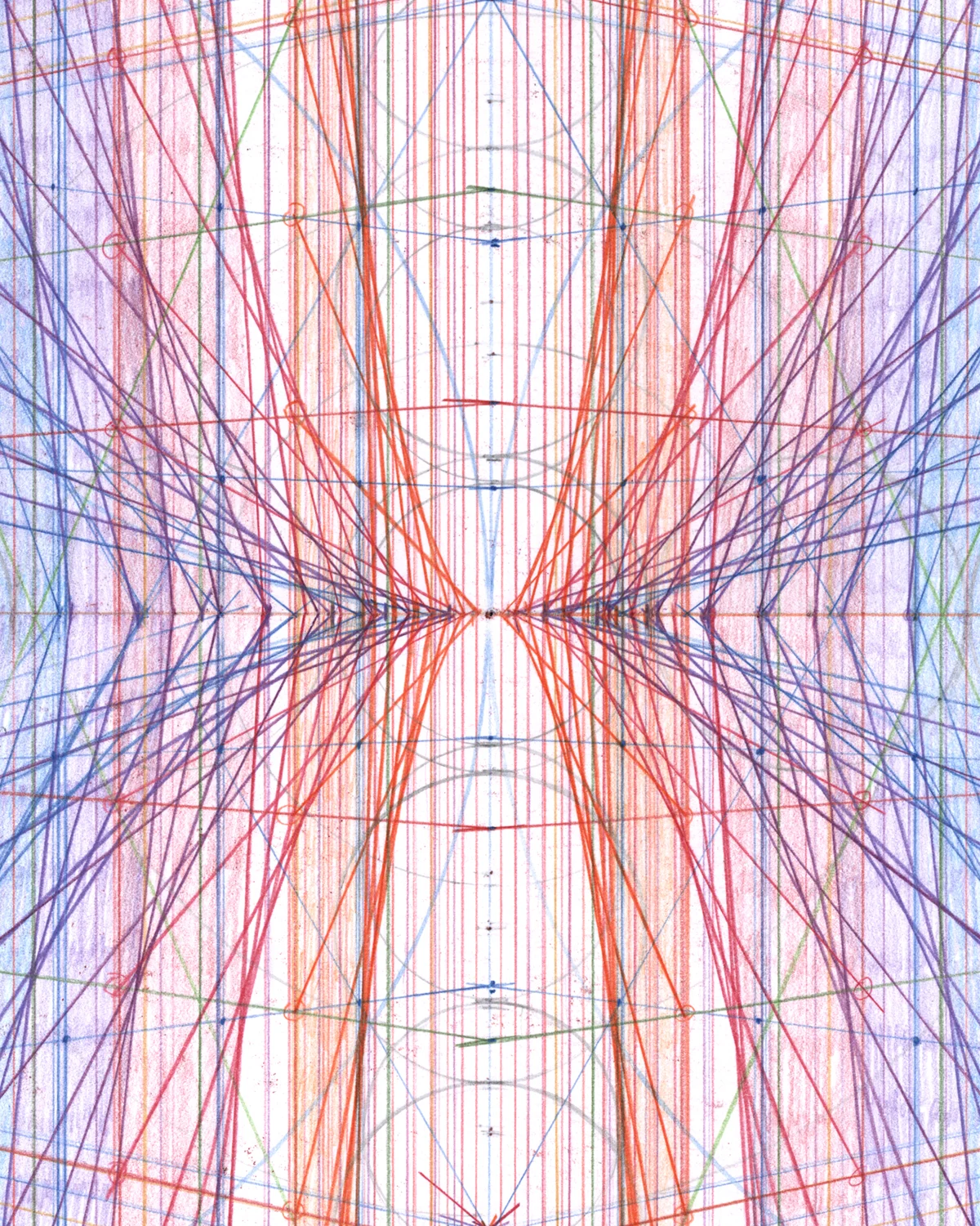 Hall (detail), 2019, colored pencil on paper, 14 x 17 inches