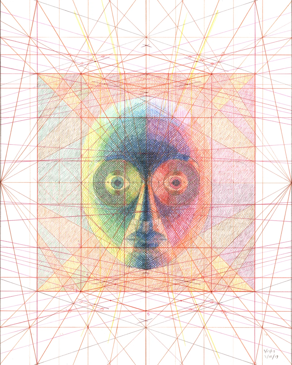 Xeeb, 2019, 16x20 inches, colored pencil on bristol