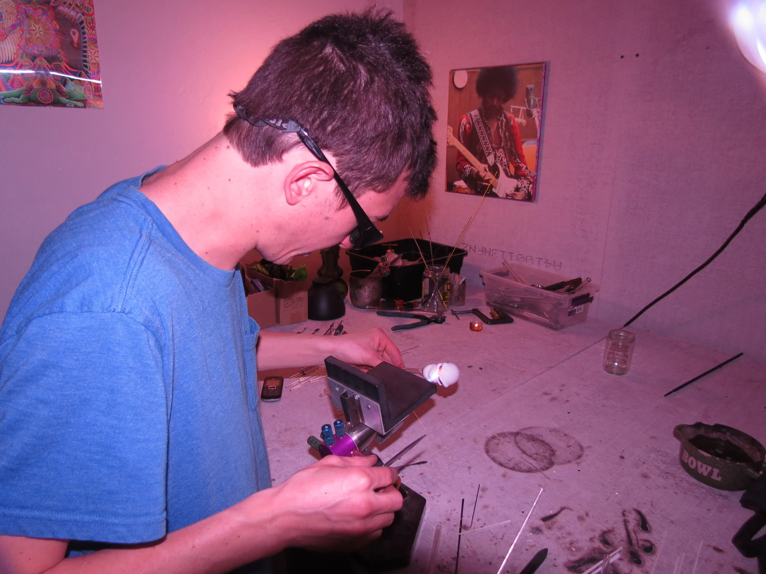  Calvin at work on the skull 