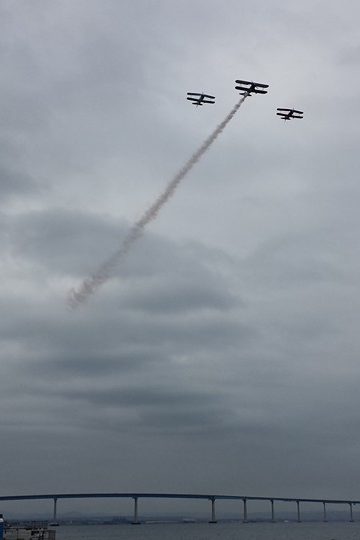 Sky Tours flying a Formation Flight over the Coronado Bay Bridge.
