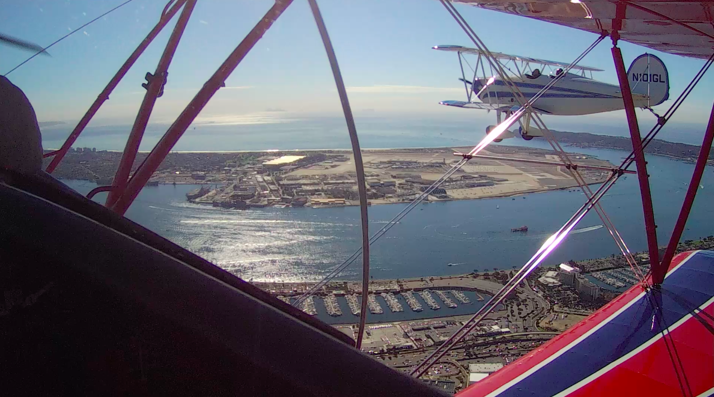 Photo shot over North Island during one of our formation tours in 2016. Biplanes flew in this airspace for over 100 years now. San Diego's Aviation Heritage.