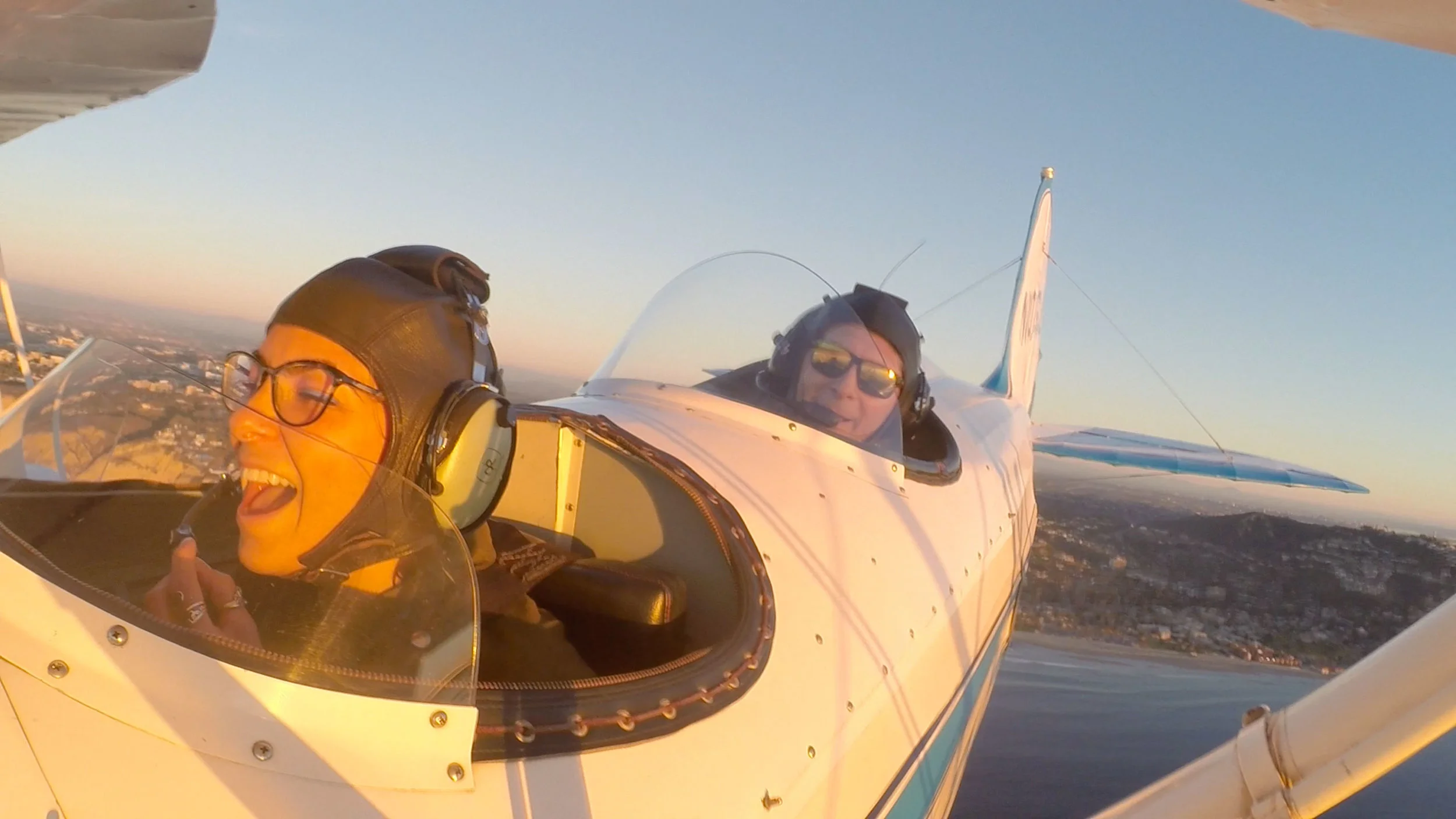 Communication in the biplane is easy, with just a little wind noise.