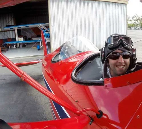 Mike getting ready for his biplane ride over San Diego.