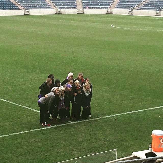 Erin and other NU women's soccer alums being acknowledged at Toyota Park today. Go Cats! @nuwsoccer @nu_sports