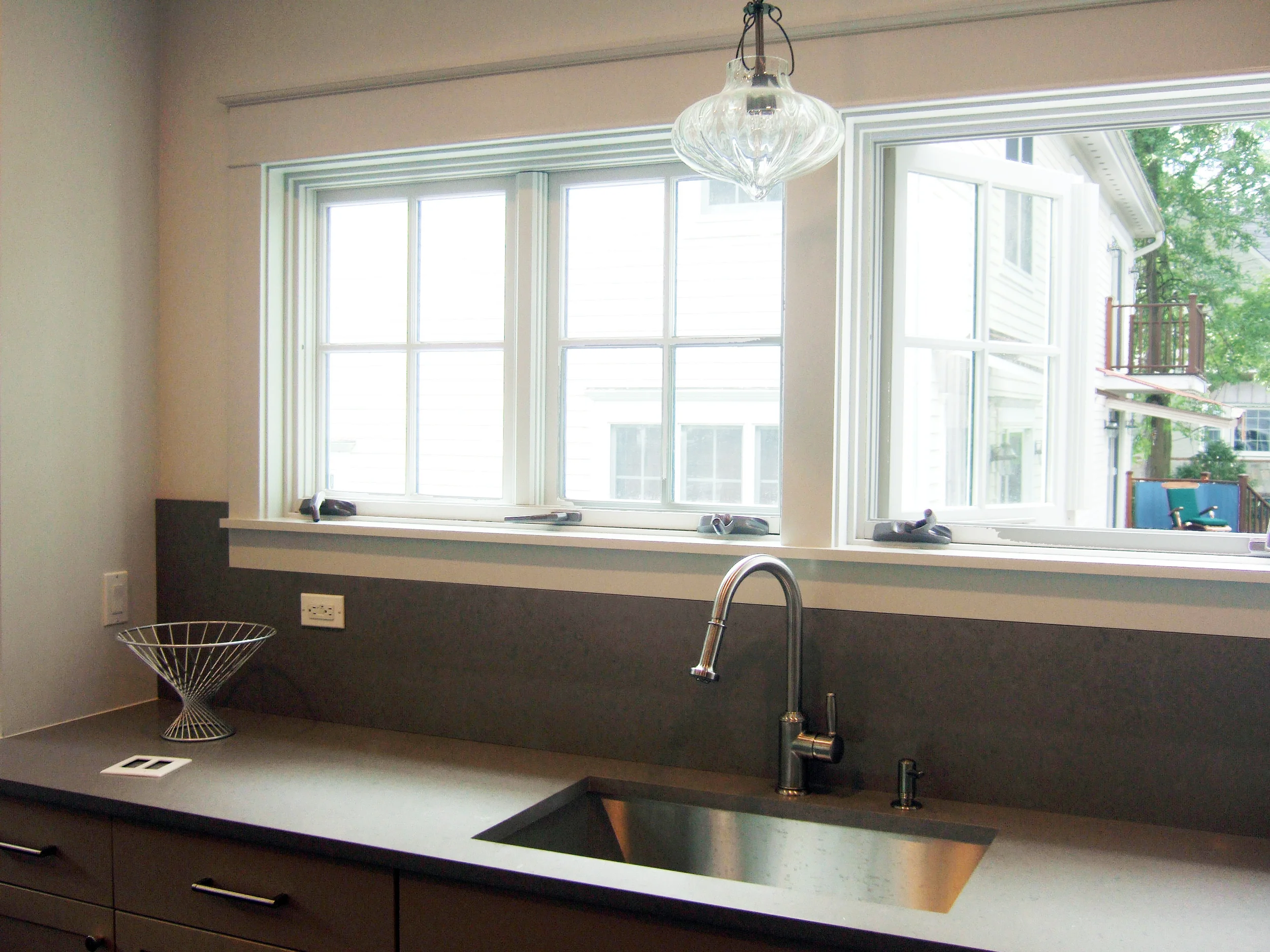 Old Greenwich Kitchen sink with energy efficient natural lighting