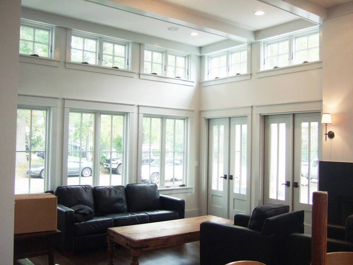 Old Greenwich Great Room wall of windows natural light energy efficient