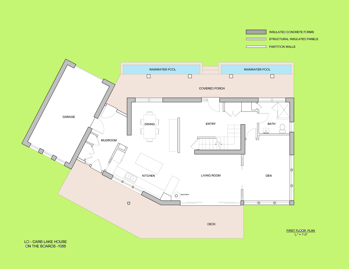 Trillium Architects Lo Carb lake house First Floor Plan