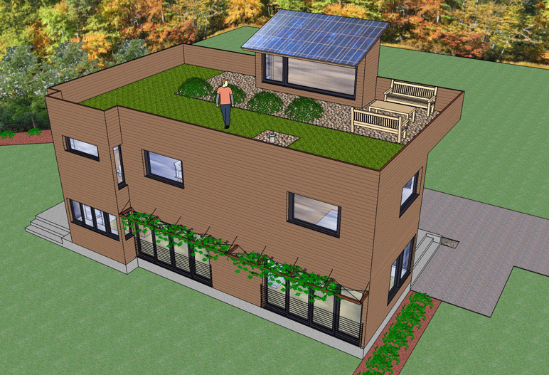 Trillium Architects 2 story modern Rooftop Garden plans