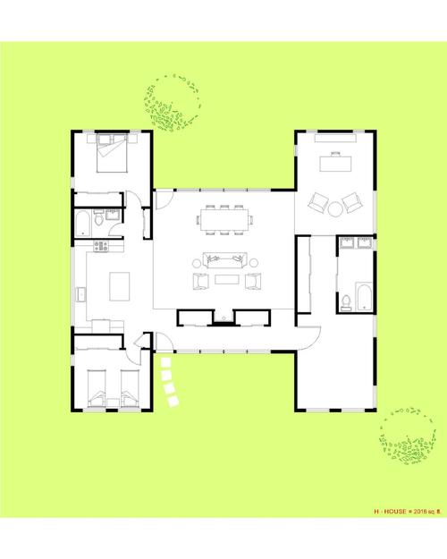 The H House 1 Story Modern Modular, H Shaped House Plans