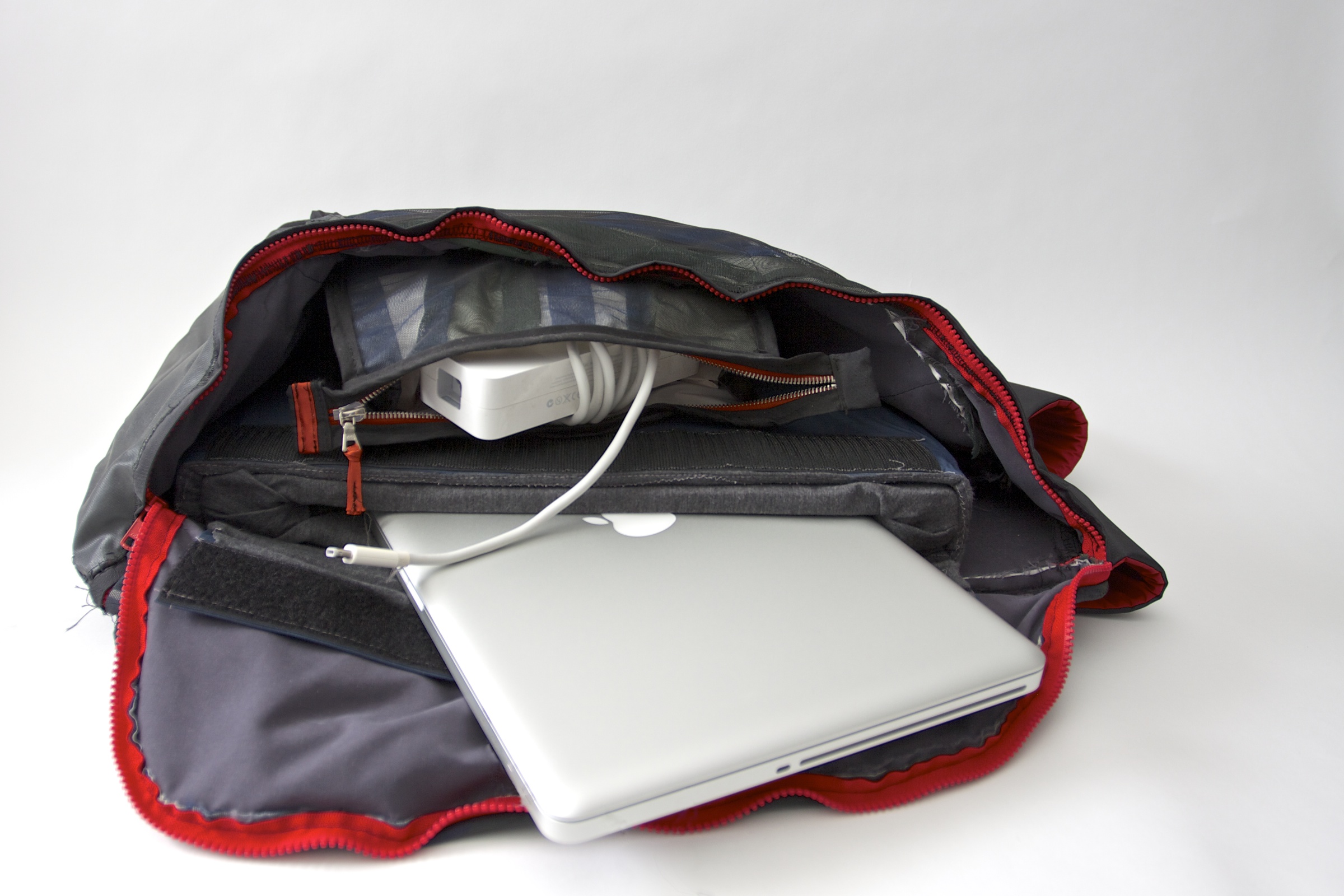  Bag open with laptop and accessories 