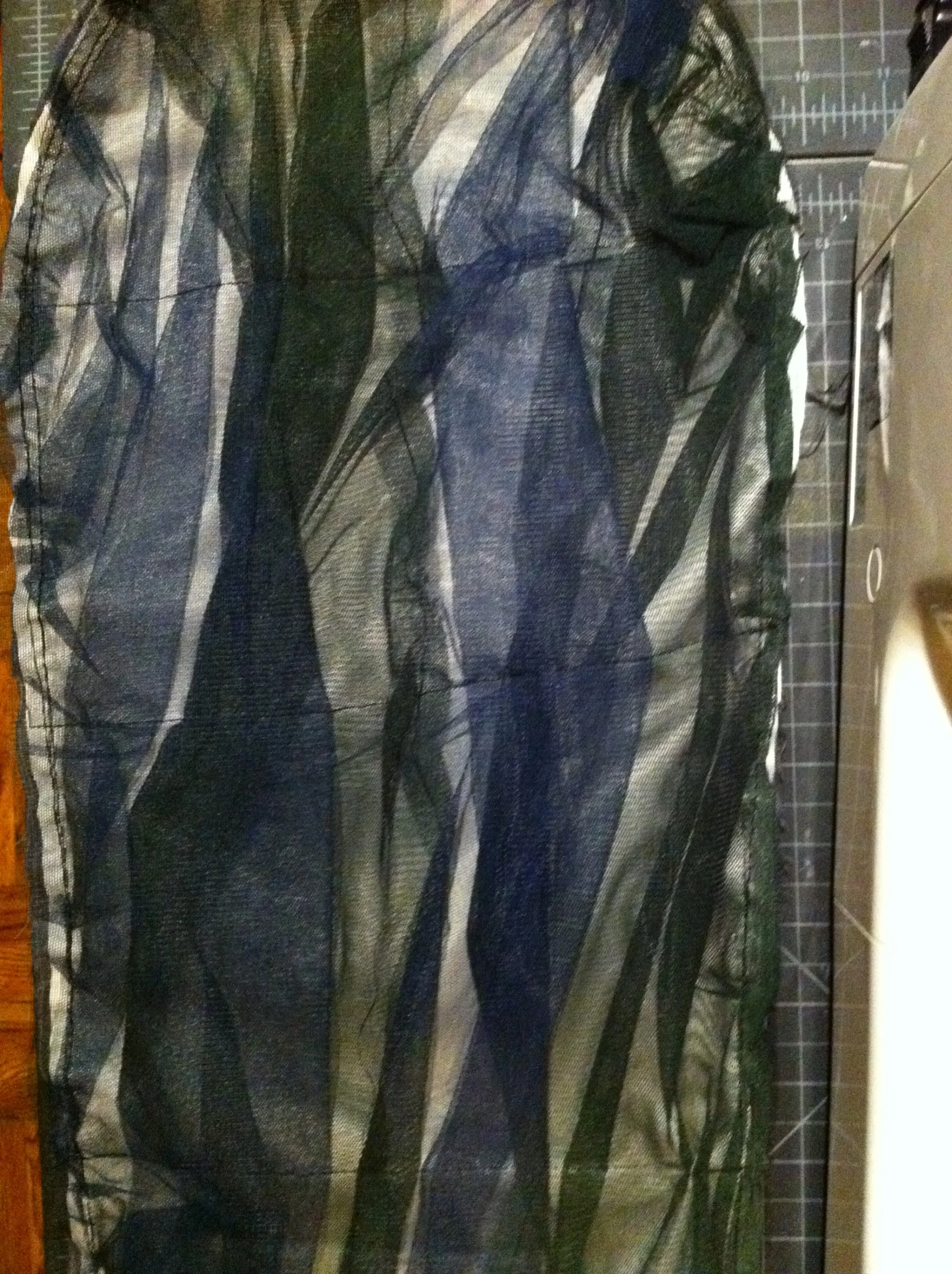 The first panel created with a blend of colored mesh.