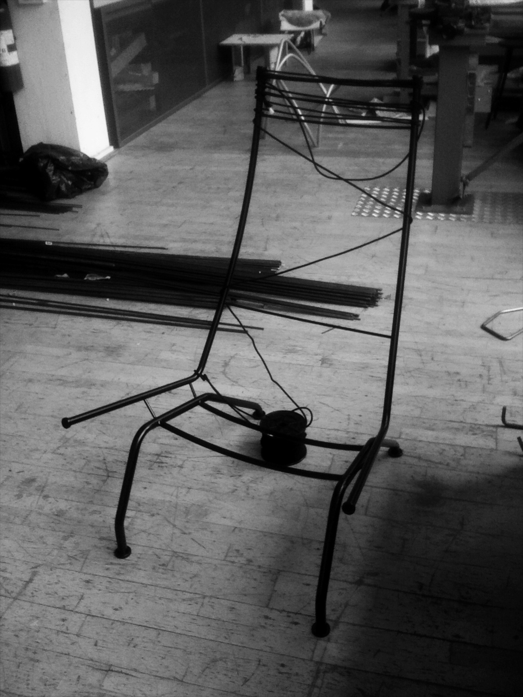 frame powder-coated and the weaving begins