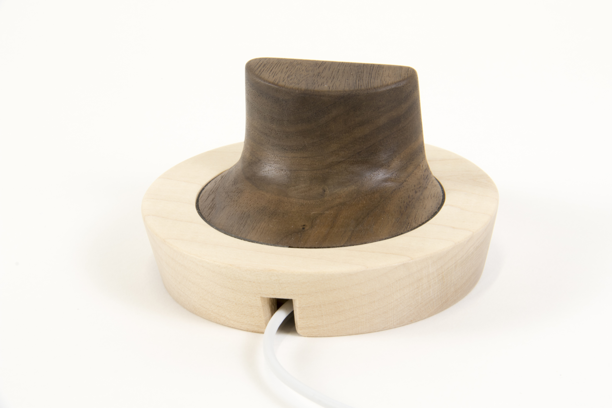 The Saucer for Apple Watch: Walnut core with Maple ring