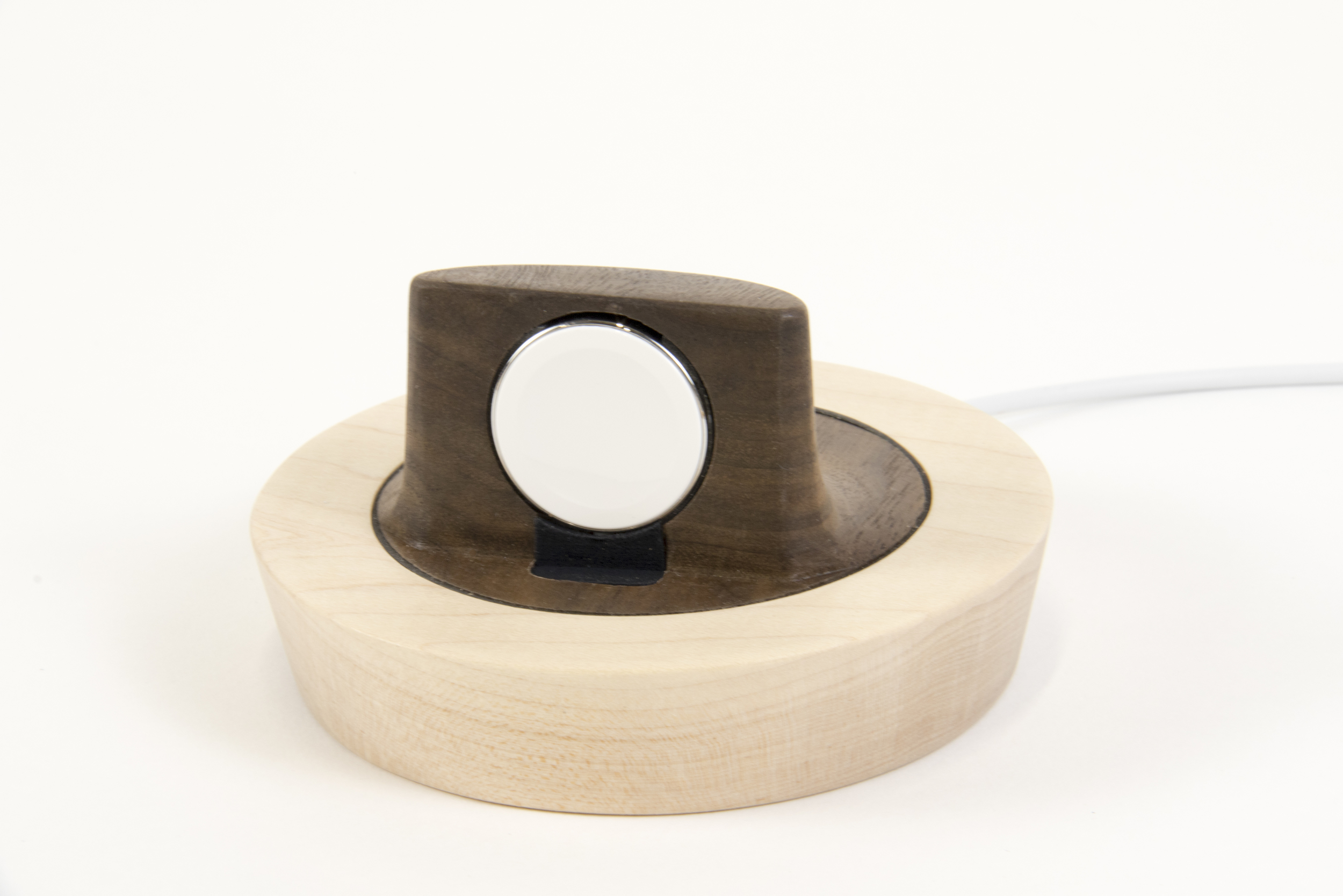 The Saucer for Apple Watch: Walnut core with Maple ring