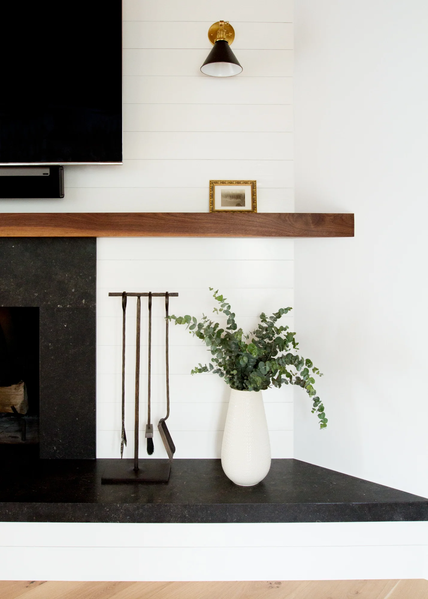 Topanga Canyon Modern Farmhouse Fireplace Redesign - Lauren Bradshaw Design