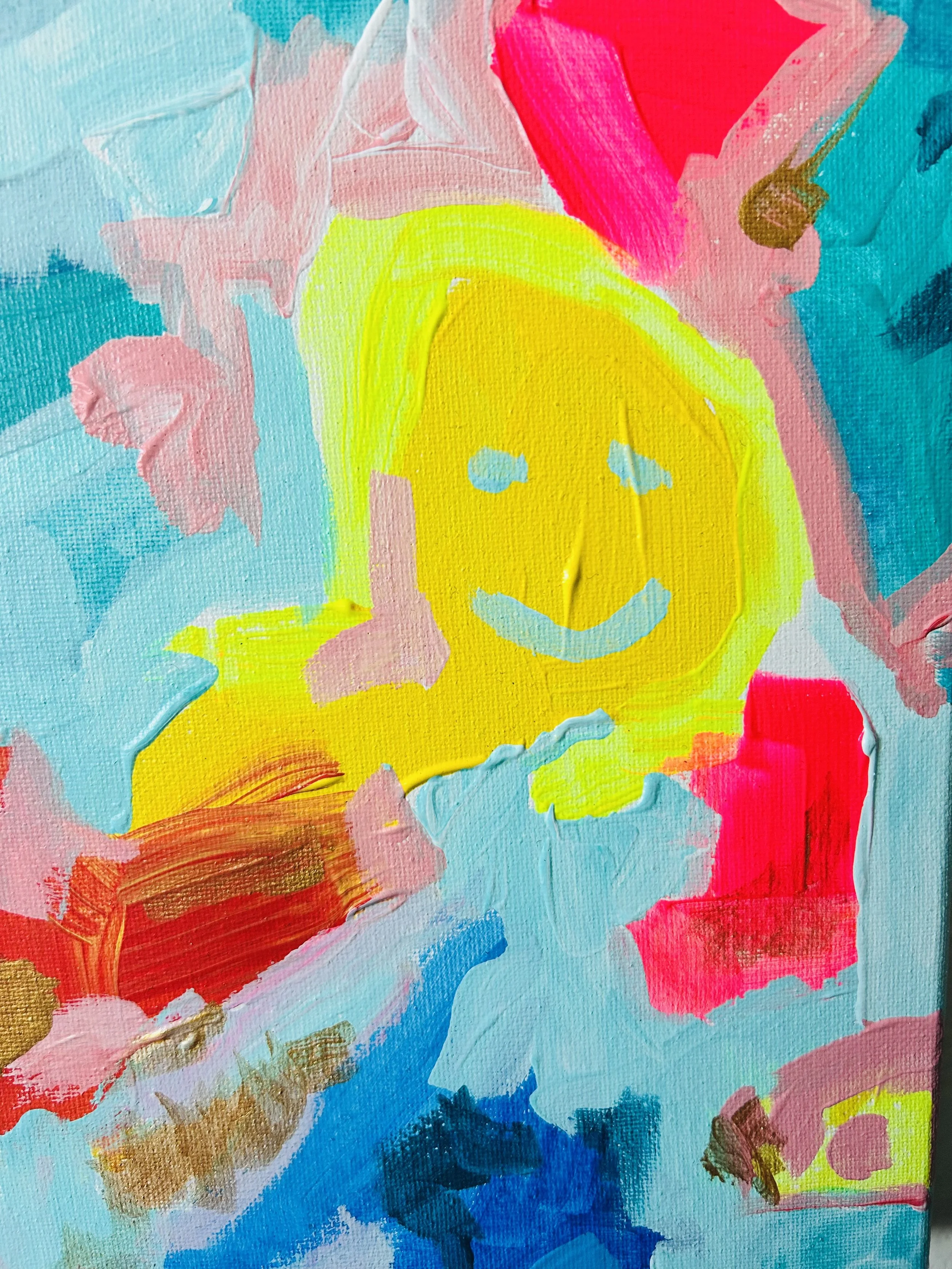 Close up of an abstract painting from Holly Hilgenberg of Stained Ghost artist based in Humboldt County, CA