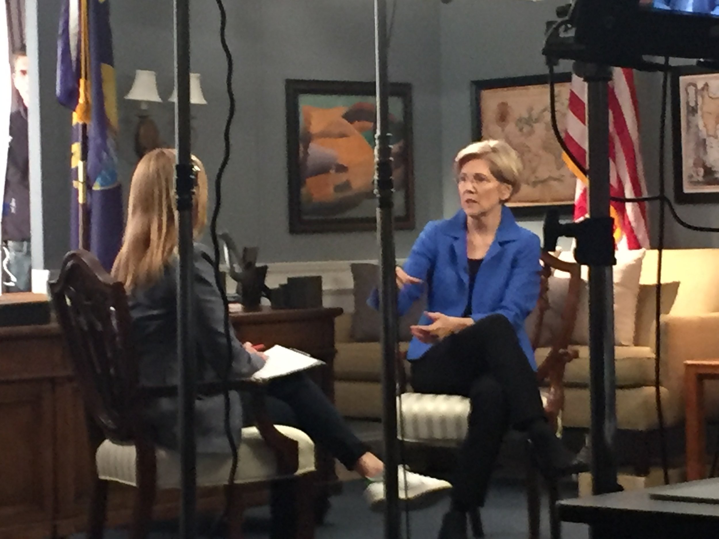 Elizabeth Warren and Sam Bee