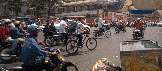 This is normal, non-rush hour traffic in Ho Chi Minh City, Vietnam
