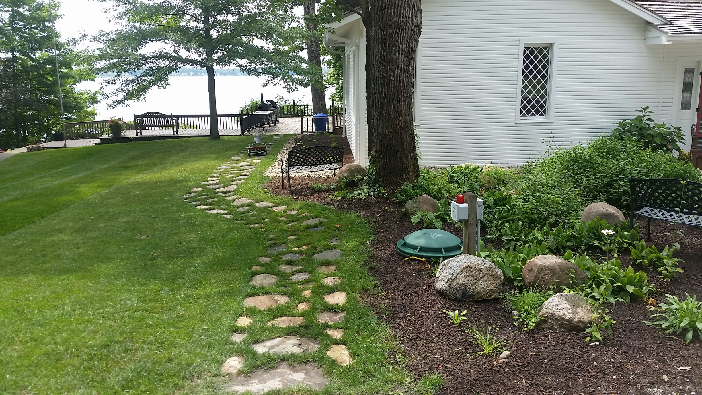 the beds from the driveway..