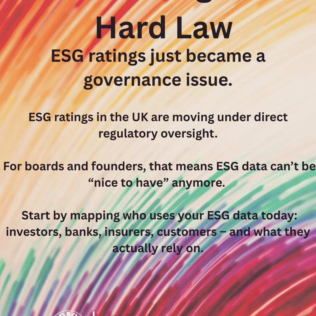 This week, corporate governance moved firmly out of the rulebook and into the headlines.

Regulators are preparing to license ESG ratings, major institutions are facing tough questions about succession and culture, and new data shows a more complex p