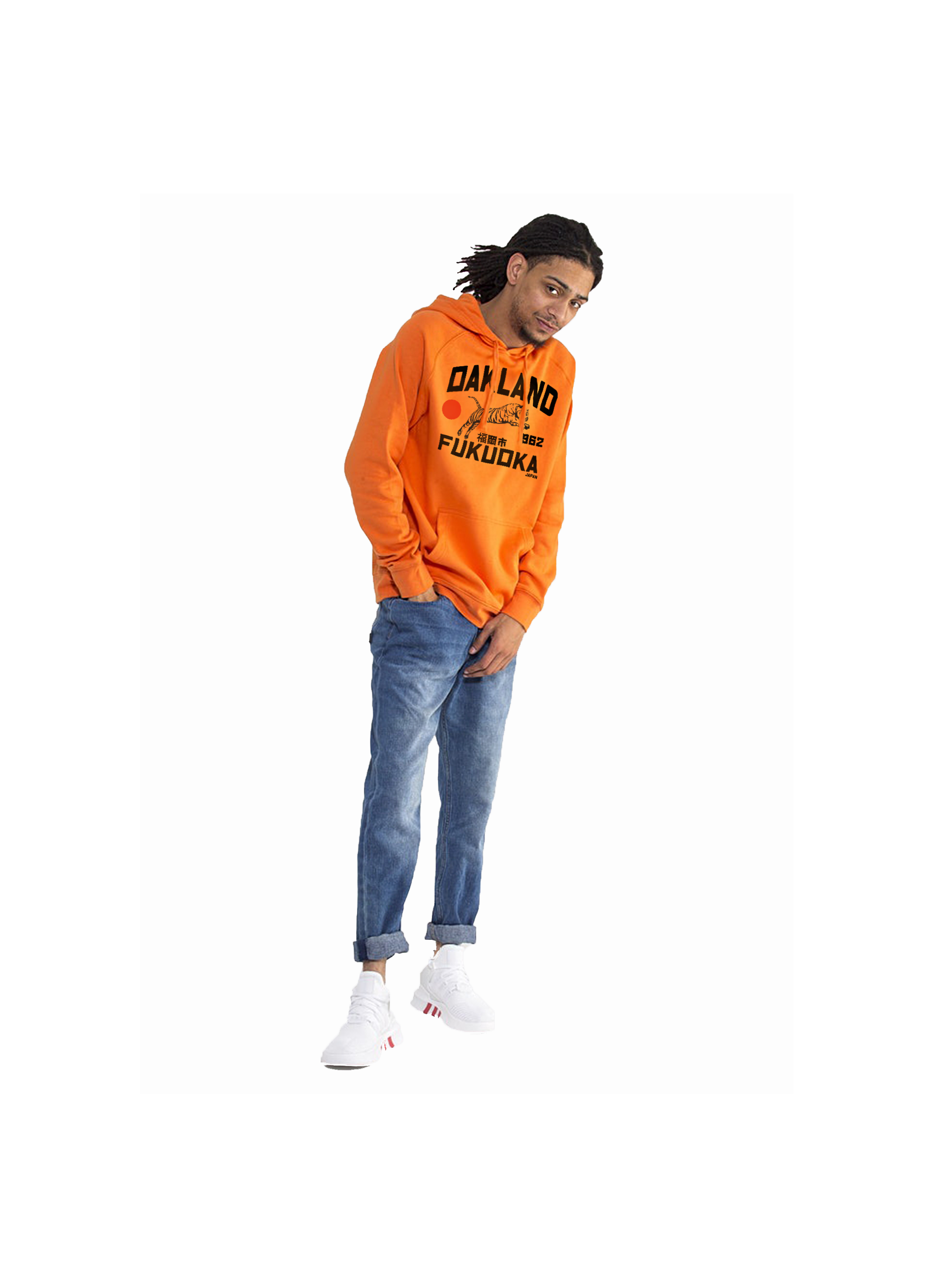 Sweatshirt Horizon Urbain Japonais Fukuoka - Coupe Classique, Col Tissé, 241g, Style Décontracté