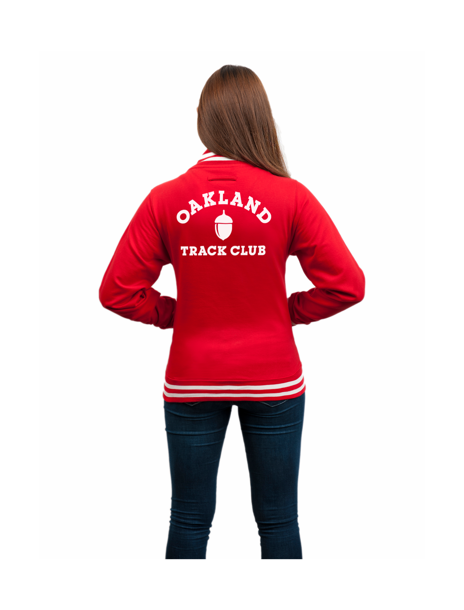 Sky_Oak_Co_Oakland_Track_Club_varsity_college_red_v_jacket_unisex_back_woman.png