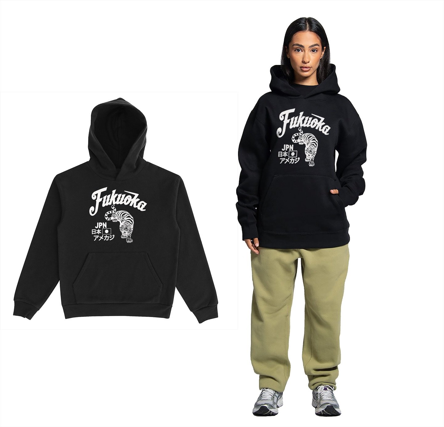 We have a limited number of the premium Fukuoka Heavy Ameri-Kaj USA-Made Hoodies in black, size medium. Guaranteed delivery to Oakland and neighboring cities by 12/24, with pickup options also available.