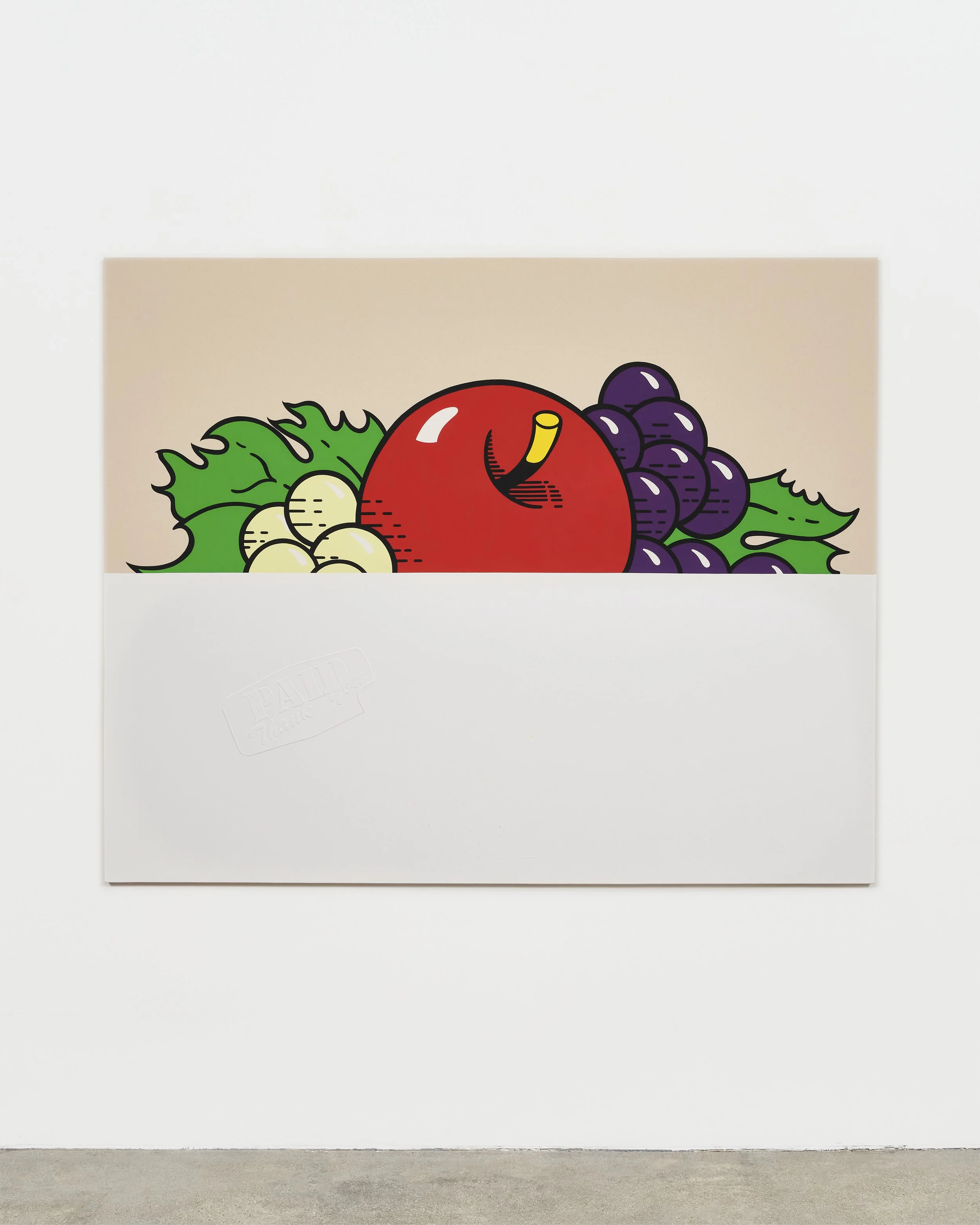 Untitled (Enjoy them while they’re still ripe, Fake Fruit), 2025
Acrylic, gouache, and flashe on canvas
60 x 74 inches