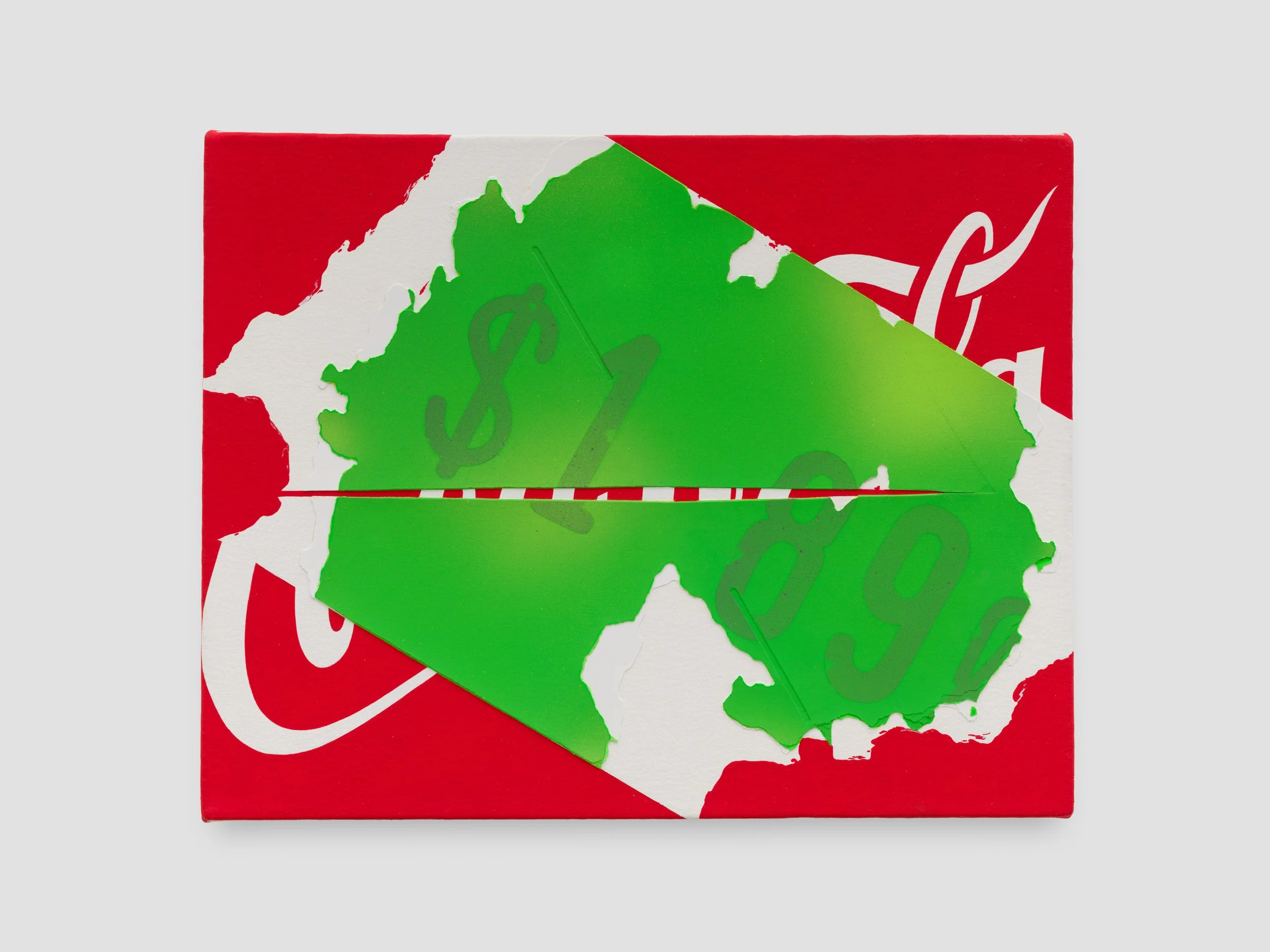 Untitled (Lindo y Querido $1.89) 2026, acrylic, gouache and flashe on canvas 11 x 14 inches