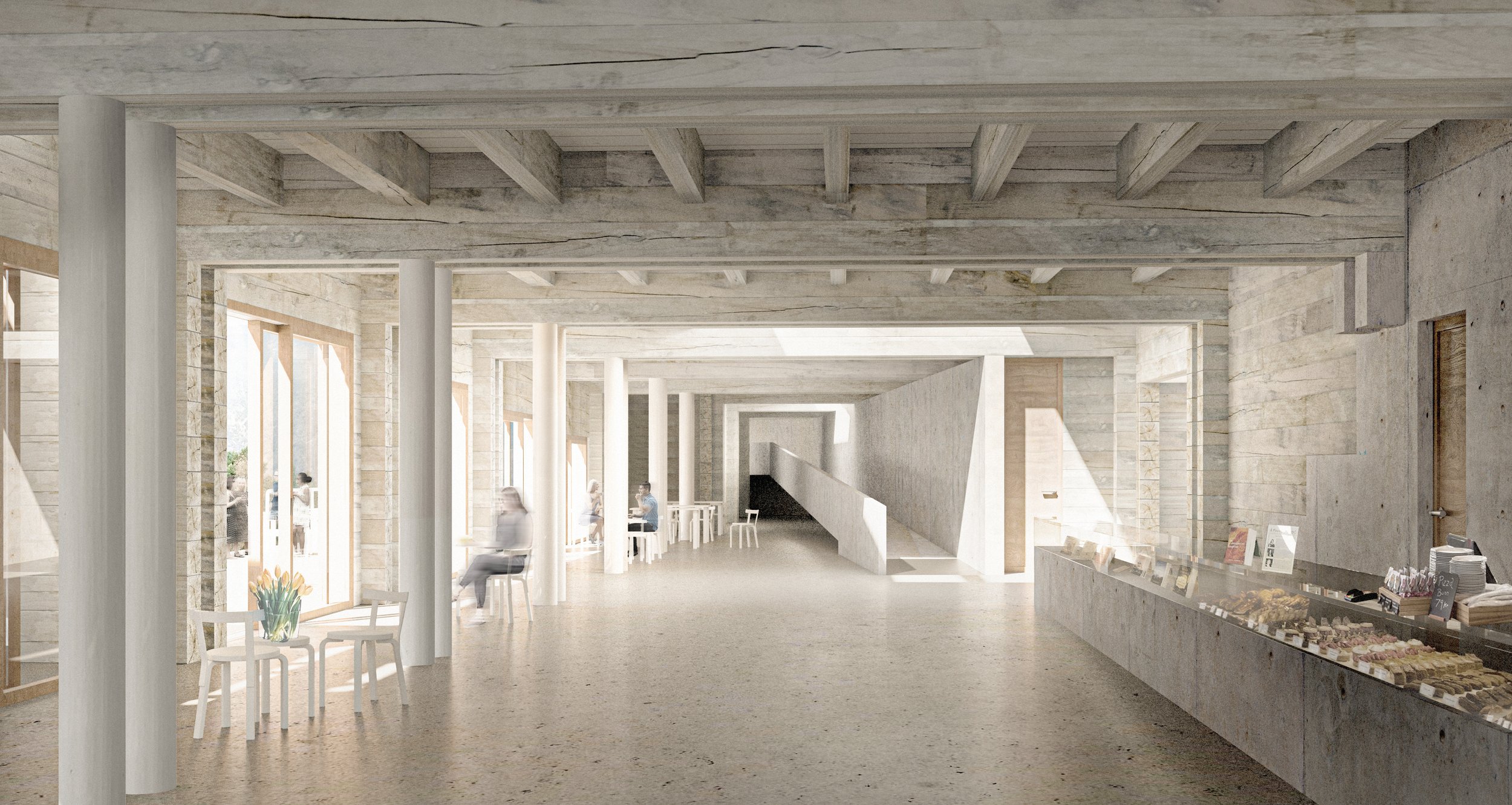Foaje, Cafe, Museumsbutikk og Lokal mat