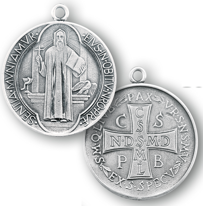 CB Set of 10 St Benedict Medals 7/8 Inch Metal Saint Pendant Bulk Lot