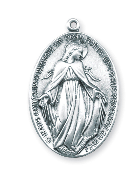 Polished Brass Miraculous Medal with Enamel — Unique Catholic Jewelry -  Telos Art