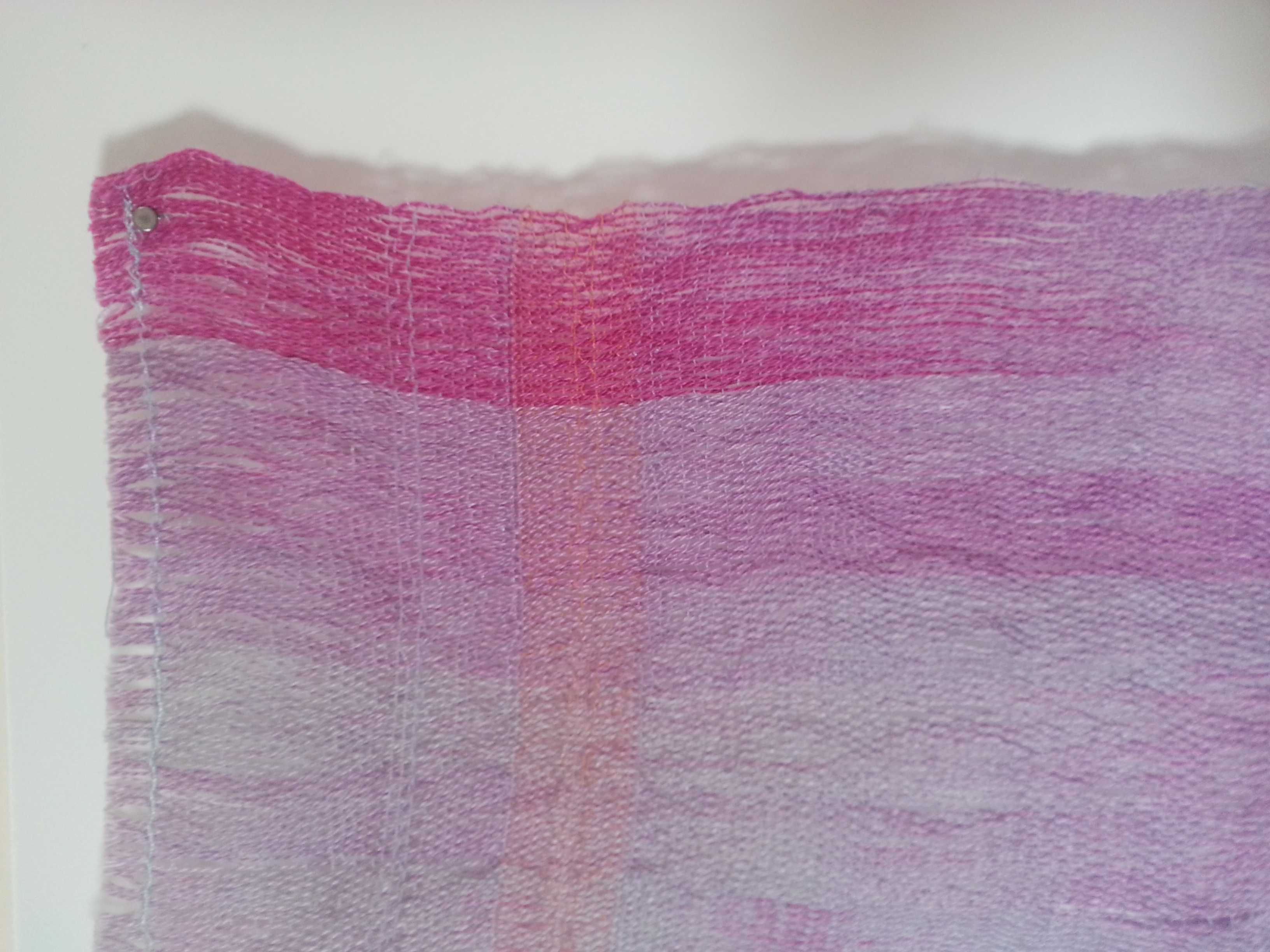  "a story to be told in a whisper" (detail) warp painting, plain weave, and hand-controlled damask dye and cotton 2015 