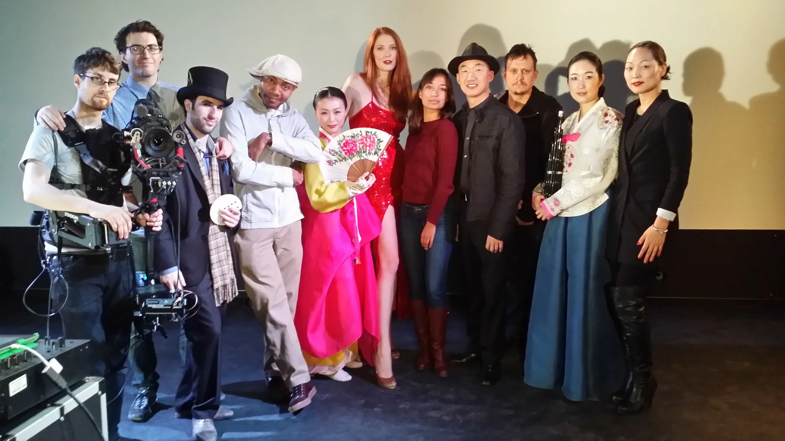 The cast of Sppoky's video at Culturehub, thanks to William Clark for the space lights projections and all the hard work and planning